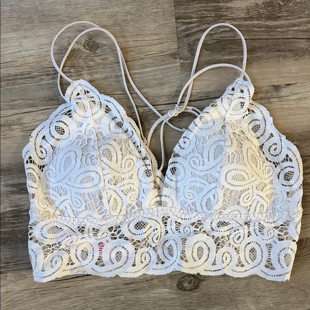 VS Pink White Lace Bralette